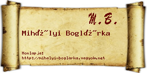 Mihályi Boglárka névjegykártya